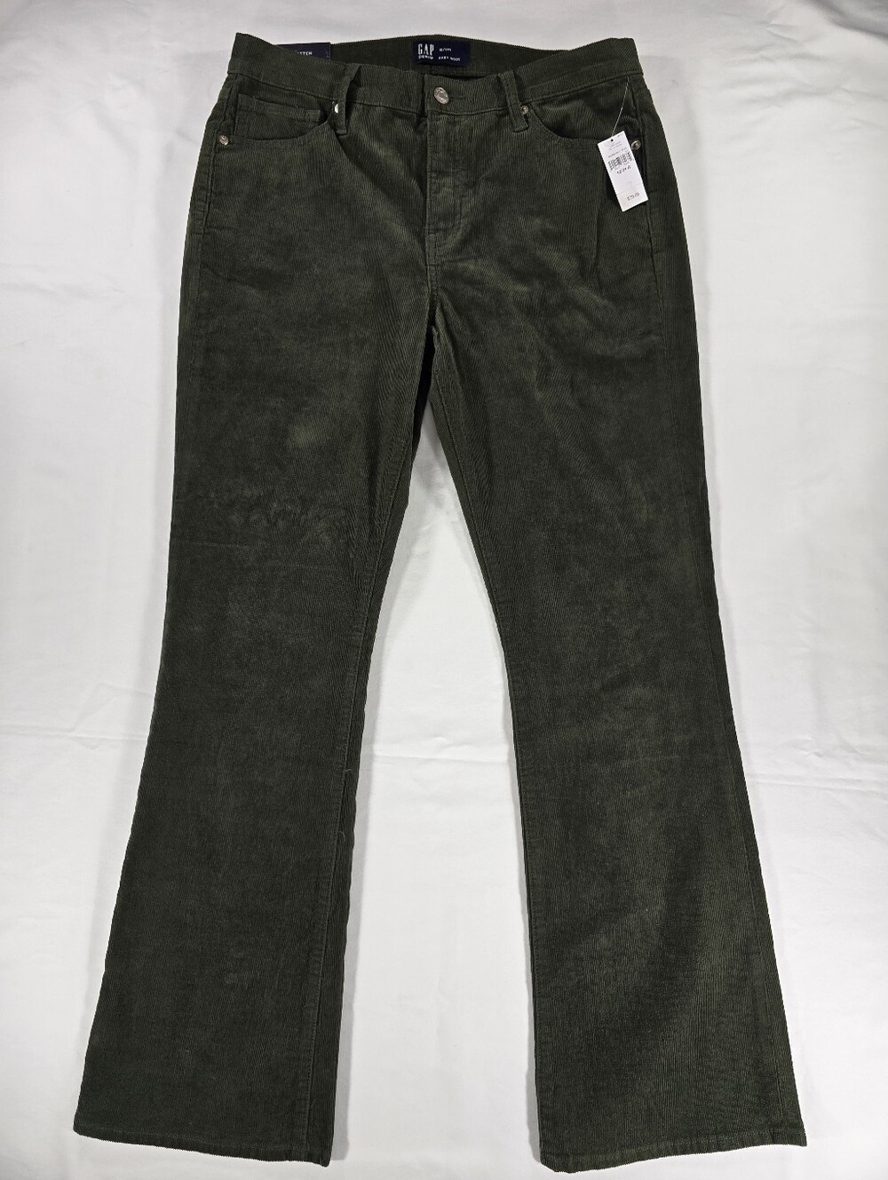 NEW GAP Mid Rise Baby Boot Stretch Corduroy Pants Women's 12/31R Green Regular